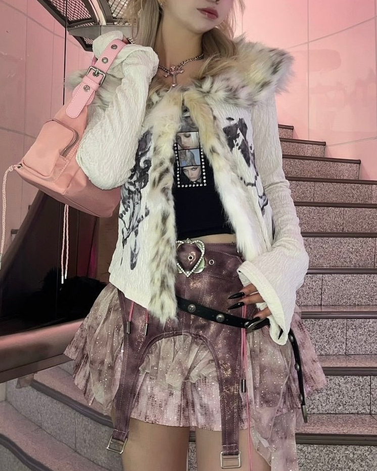 国際配送【BABY09】retro fur cardigan