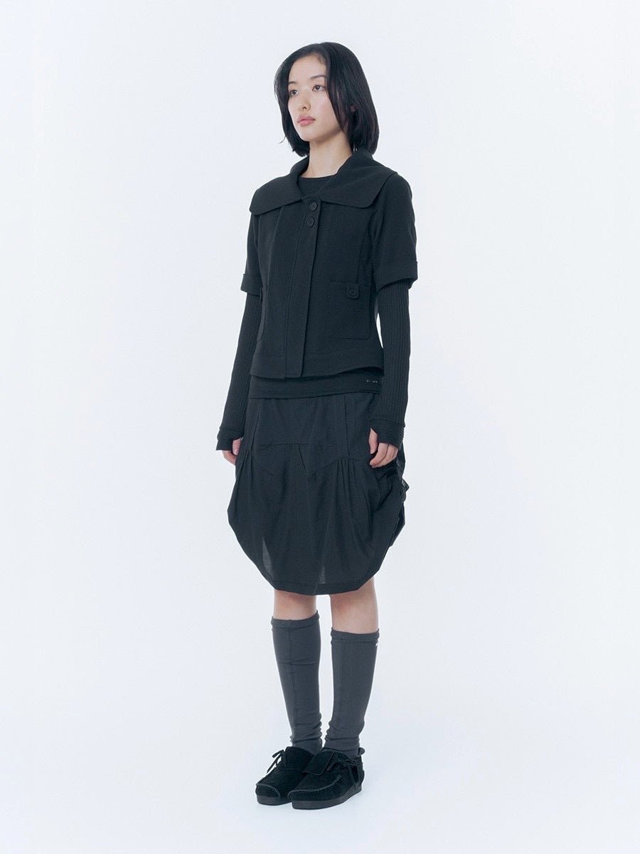 【Miseki seoul】Rolled button short sleeve jacket