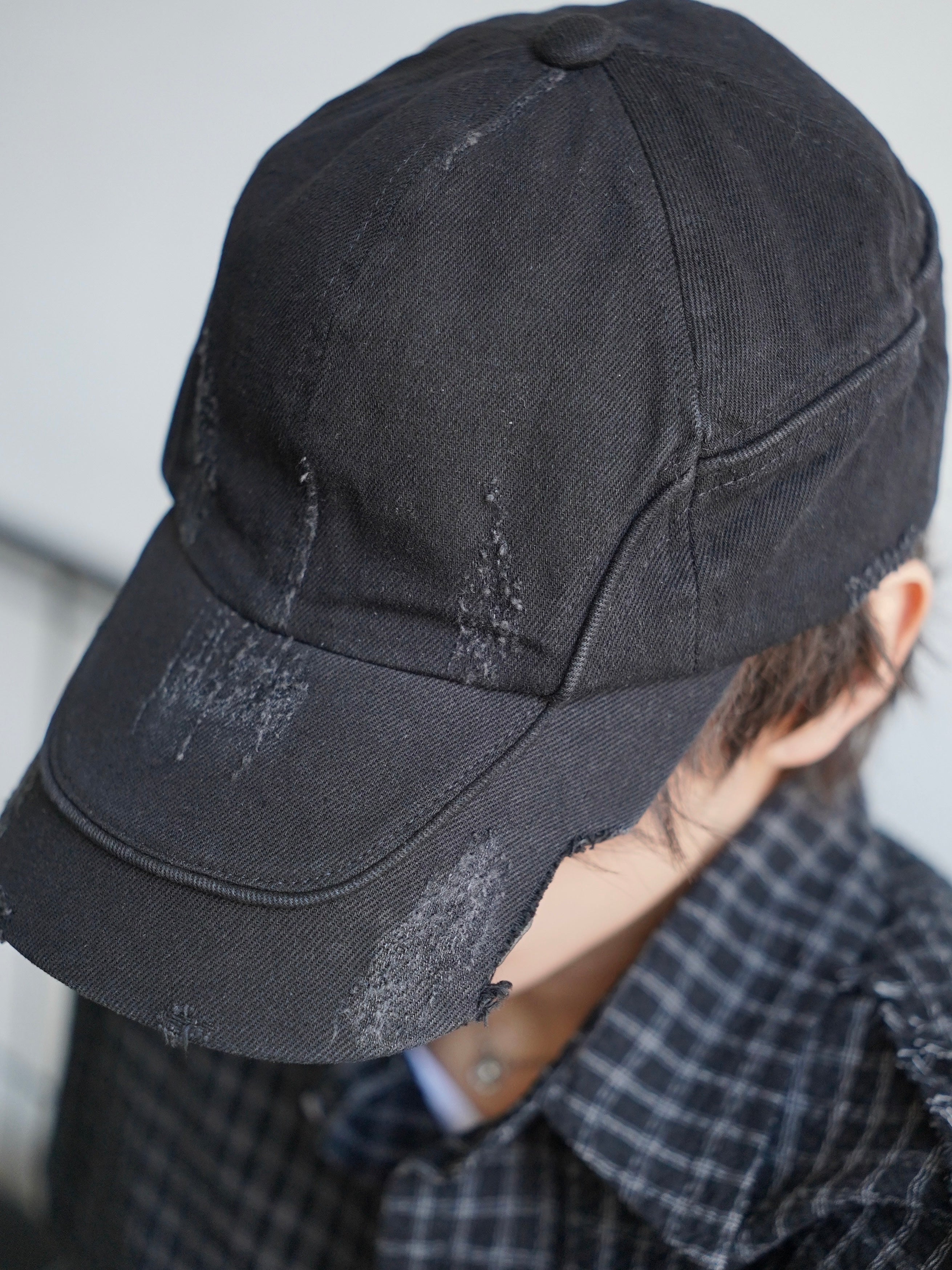 5/23 20:00発売【CHIKASHITSU PLUS HIGH】Arch washed denim cap (wash black)