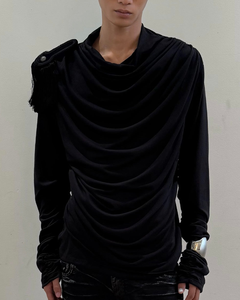 【LECYTO】Gathered Drape Long Sleeve