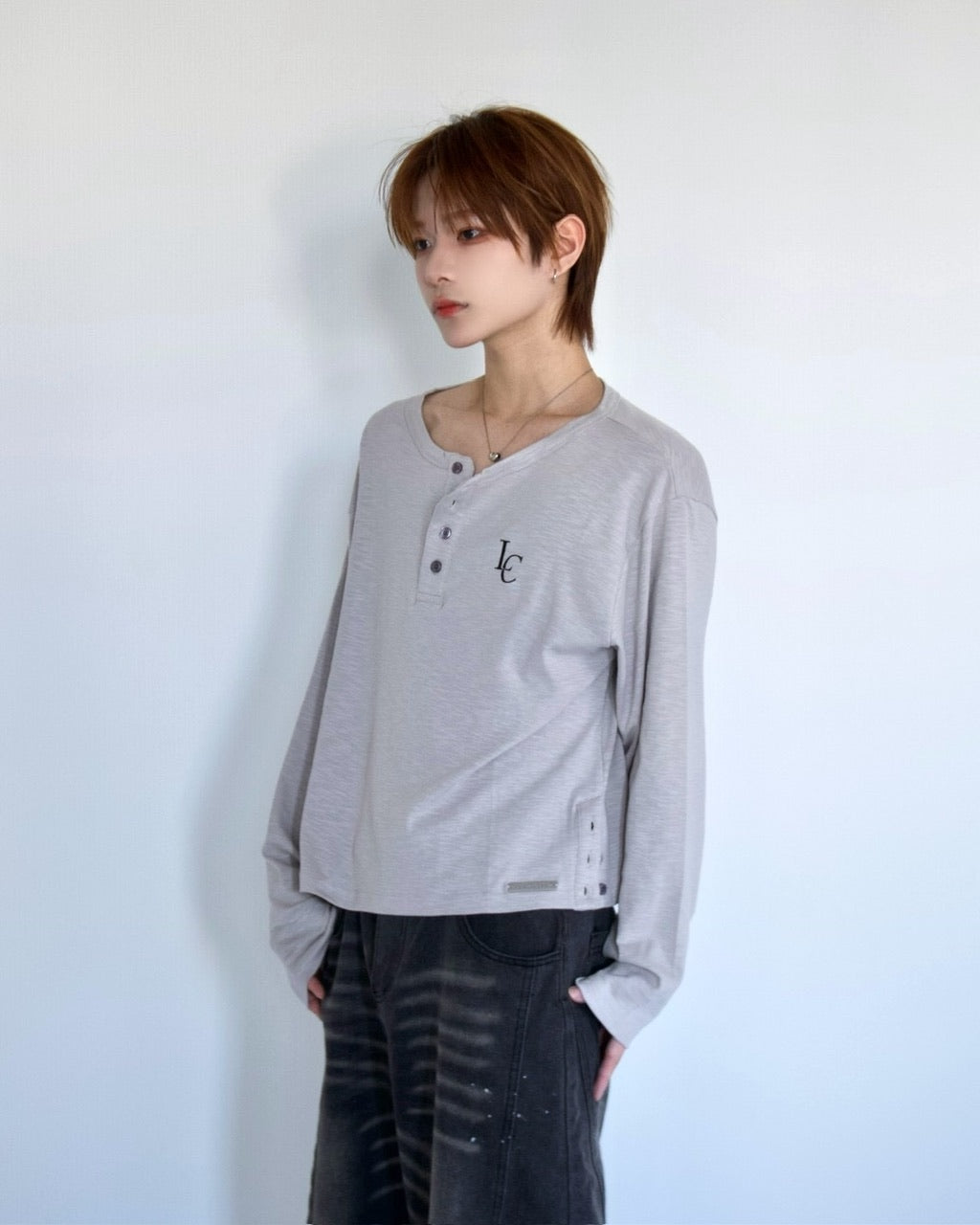 【LUV CODE】LC Button henley long sleeve tee (3color)