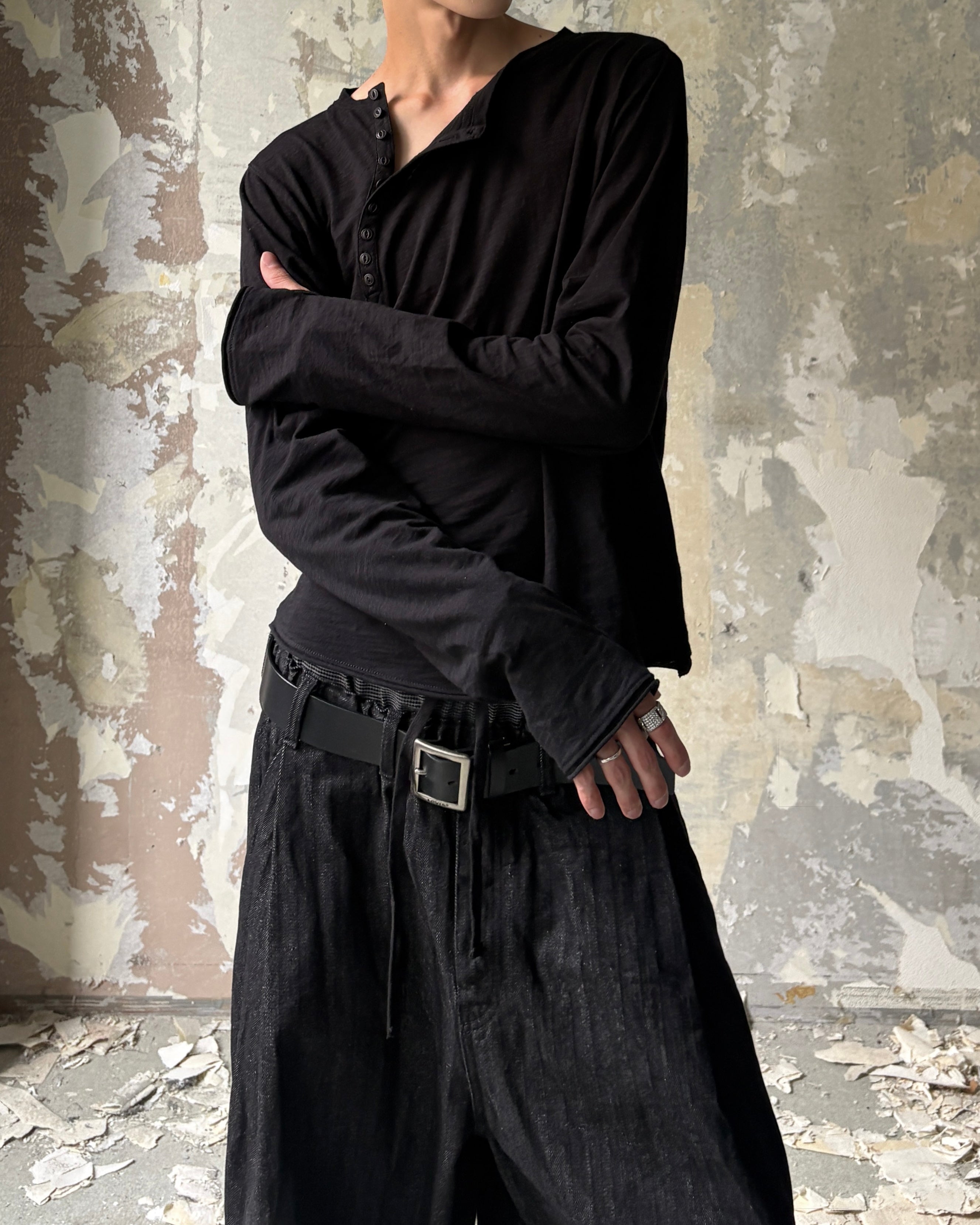 【Lee fi Ne】Offset Henley LS Tee