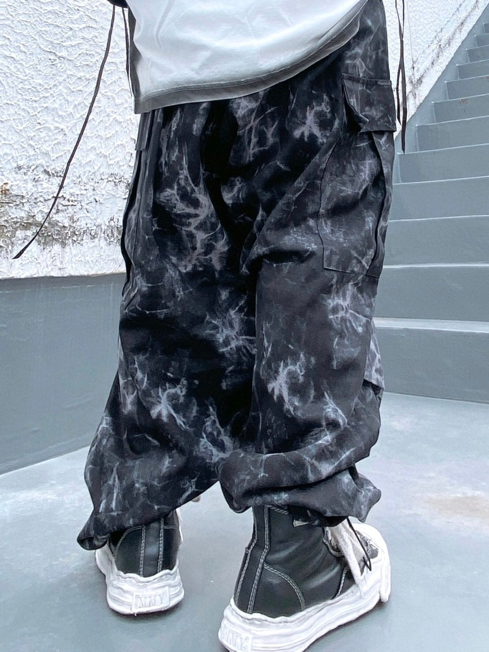 受注制【Never mind the XU】tie-dye cargo pants (2color)