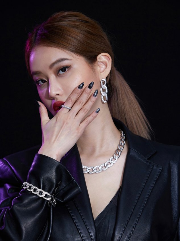 【BLACK PURPLE】PONDELL CUBIC CHAIN PIERCE