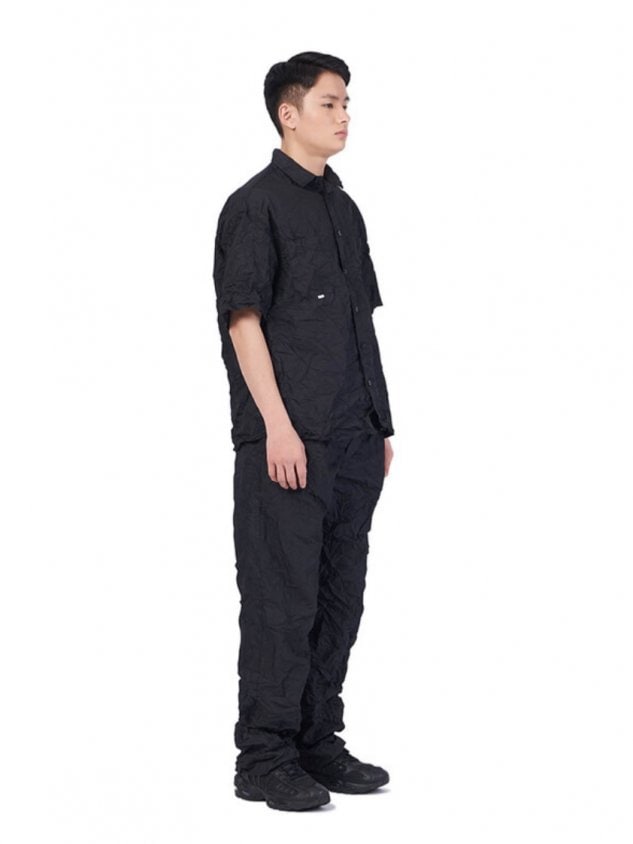 【NOMANUAL】WRINKLED SHORT SLEEVE SHIRT - BLACK