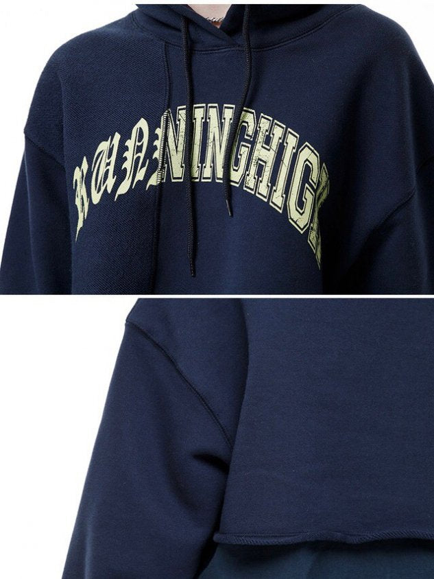 【running high】ARCH LOGO LAYERED CROP HOODIE