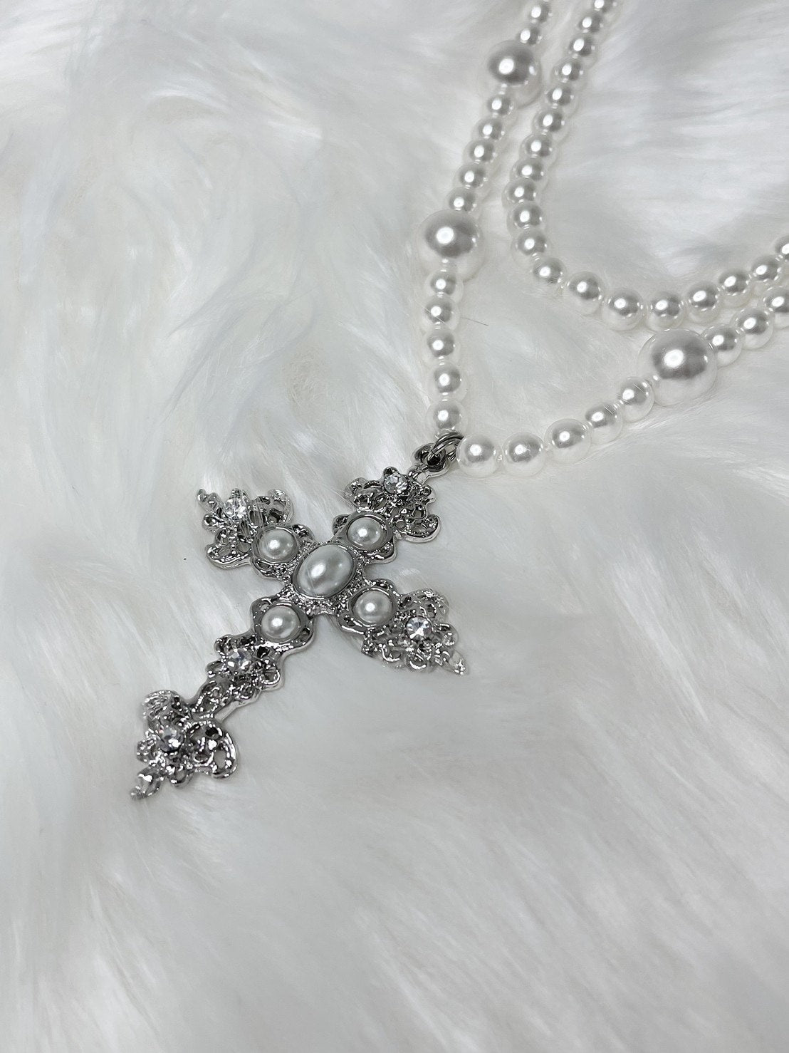 受注制【Rosen Kreuz】pearl cross 2 necklace