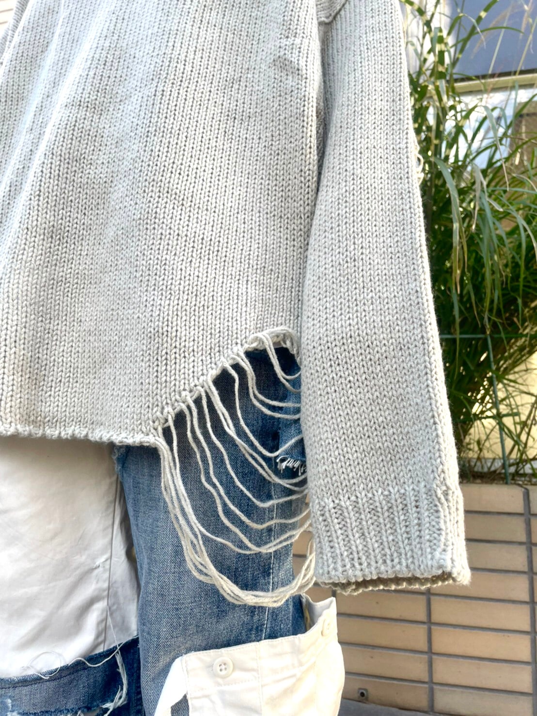 受注制【Never mind the XU】damage knit (2color)