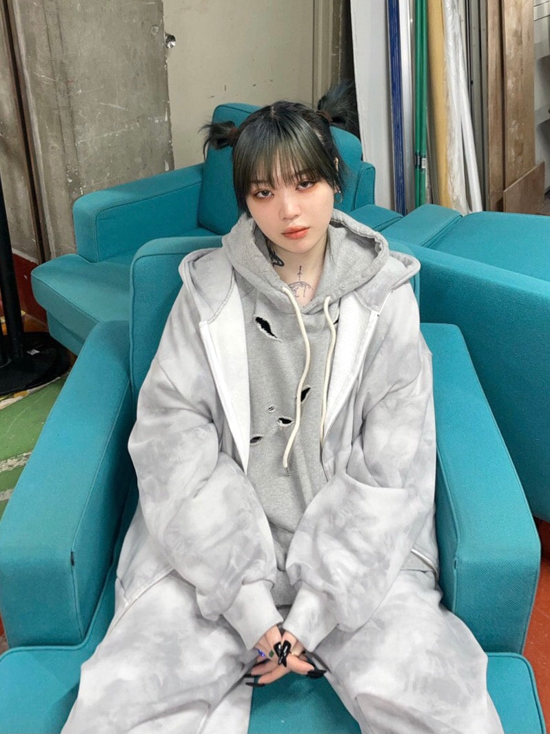 受注制【Never mind the XU】set up tie-dye zip up hoodie (2color)