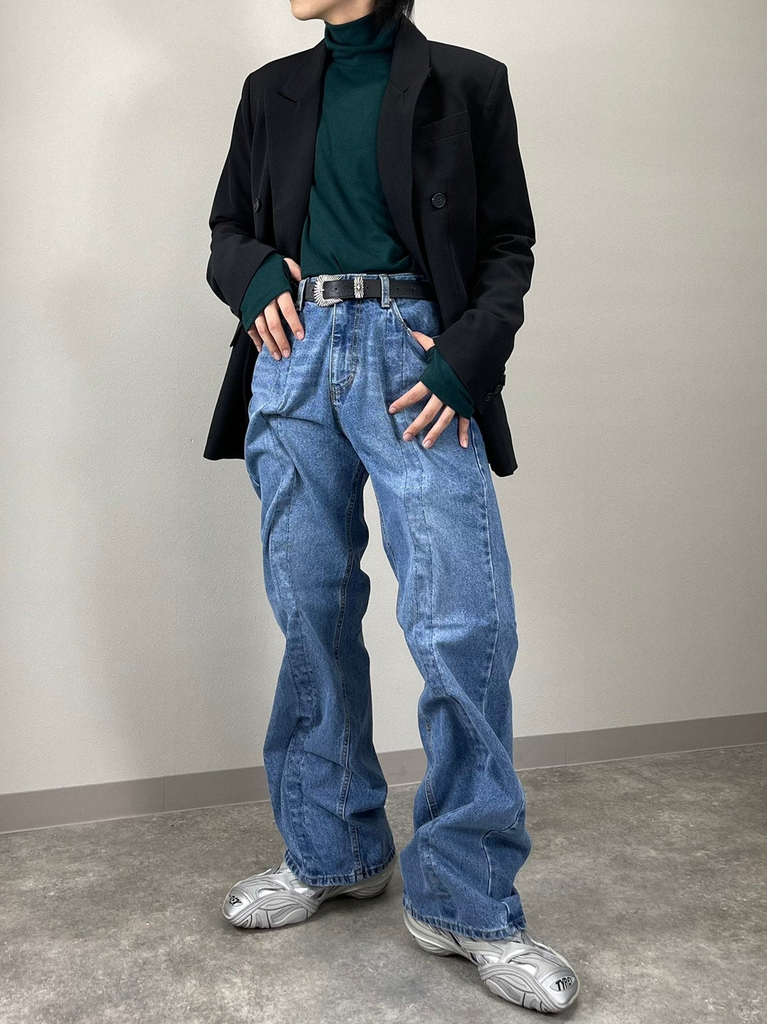 受注制【Chikashitsu +】wire design denim pants