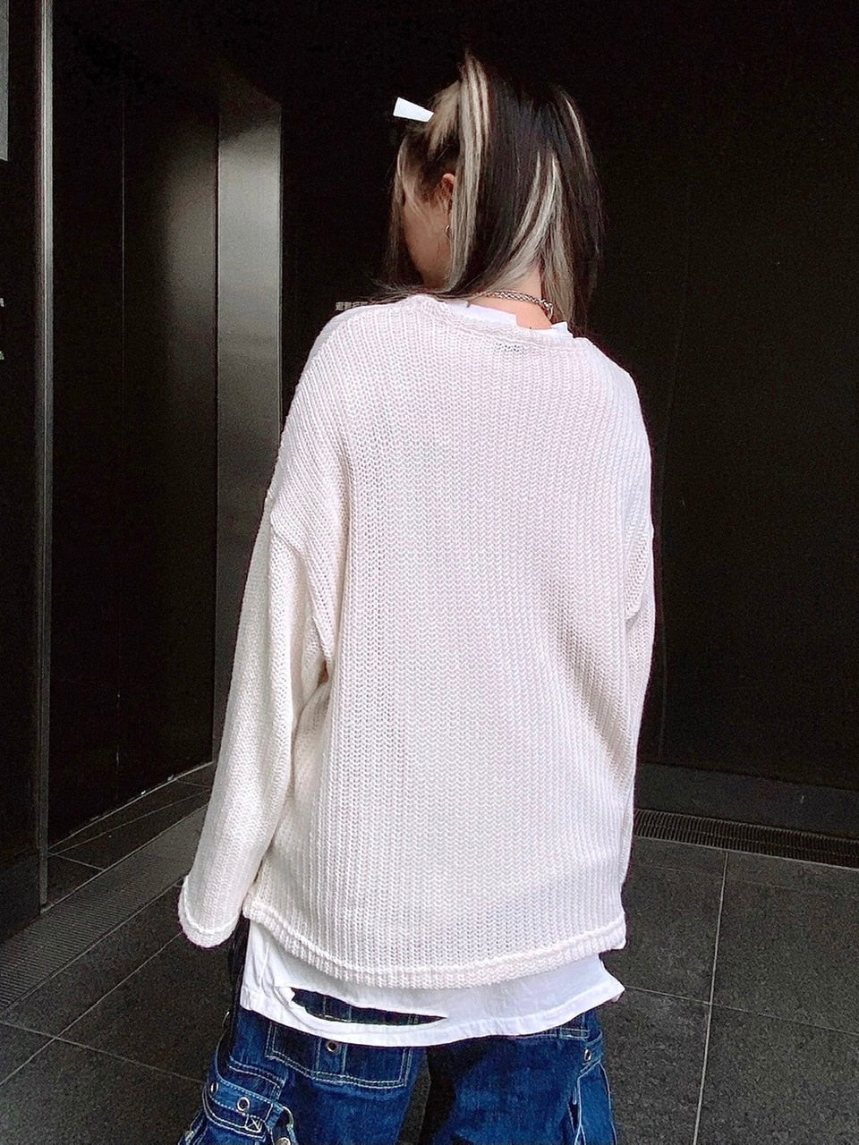 受注制【Never mind the XU】see-through knit (3color)