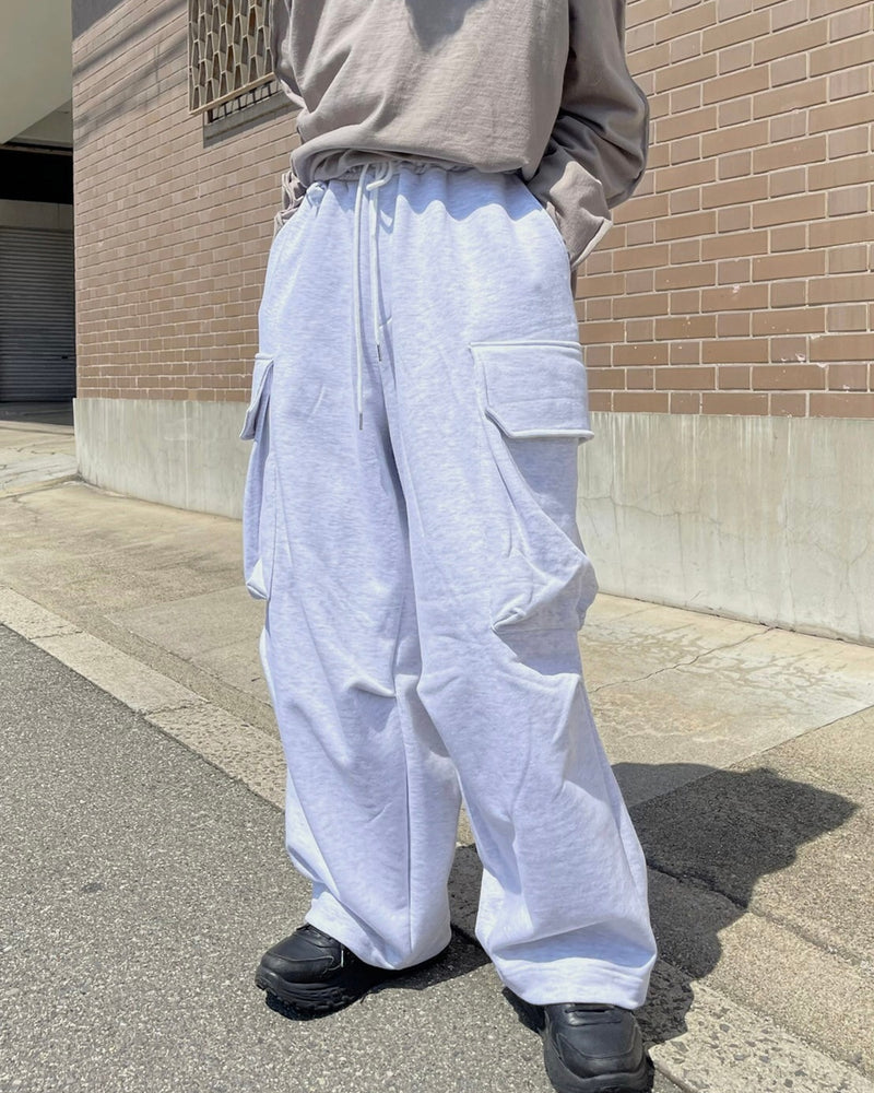 【Chikashitsu +】oversized sweat cargo pants (2color)