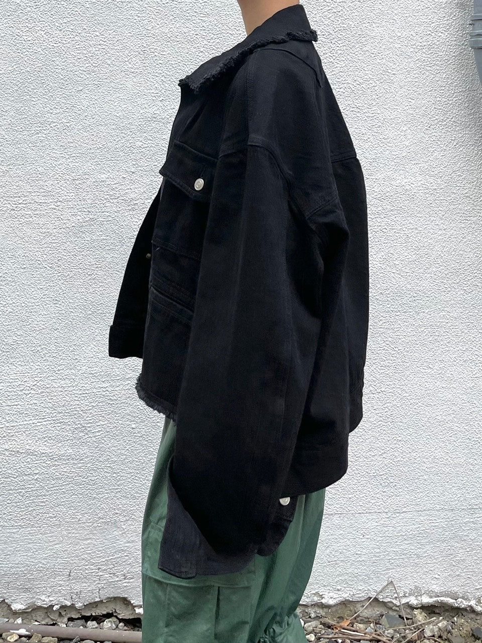 受注制【Chikashitsu +】cropped design denim jacket (2color)