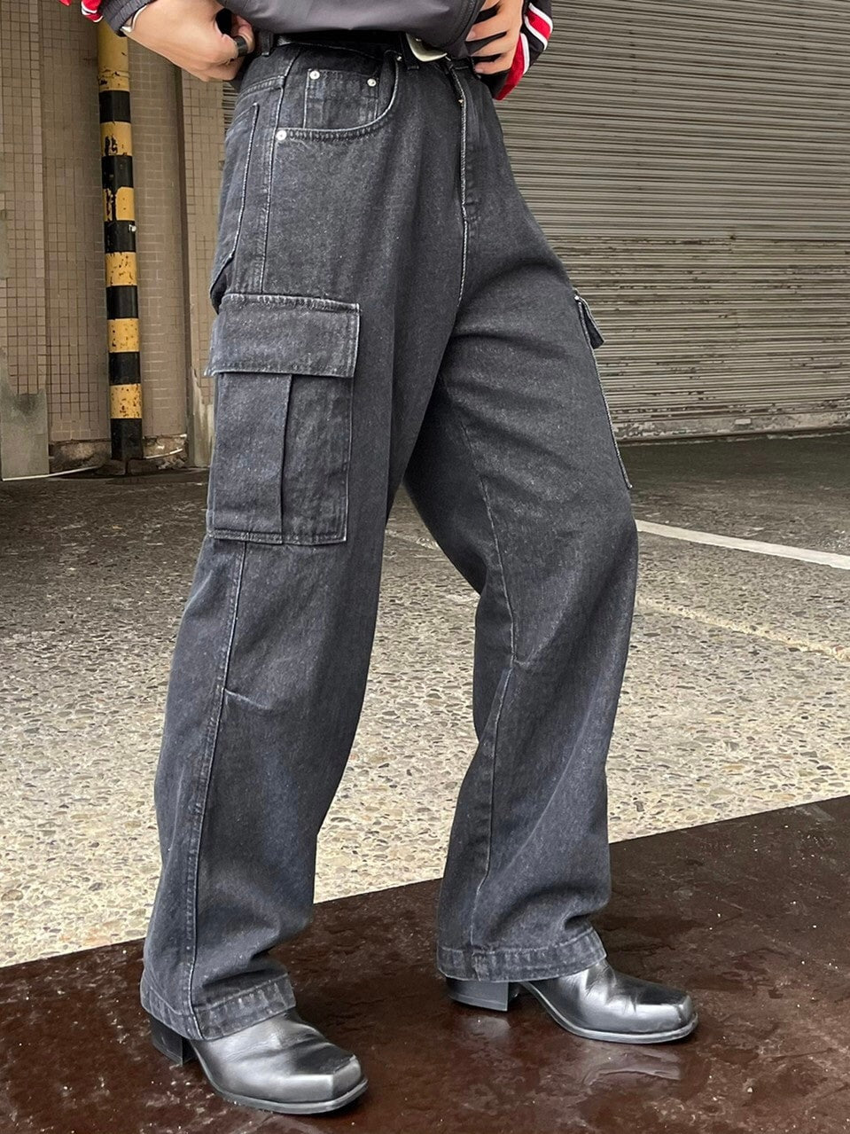 受注制【Chikashitsu +】wide denim cargo pants
