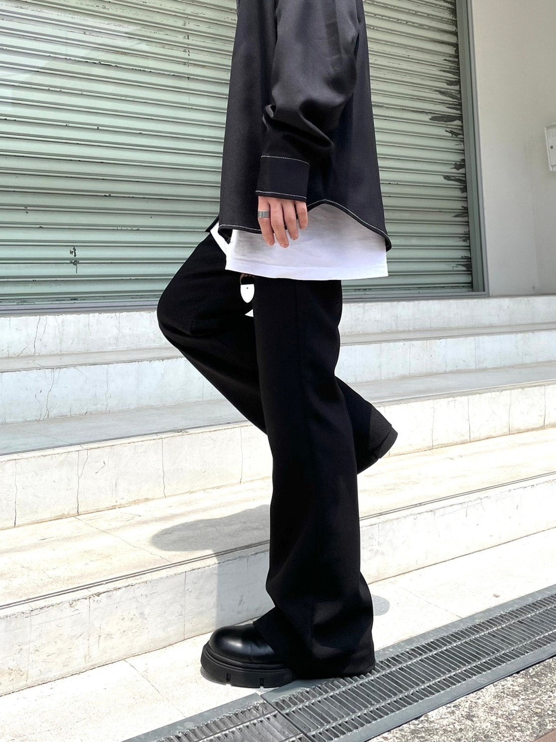 【Chikashitsu + ORIGINAL】full length flare slacks (2color)