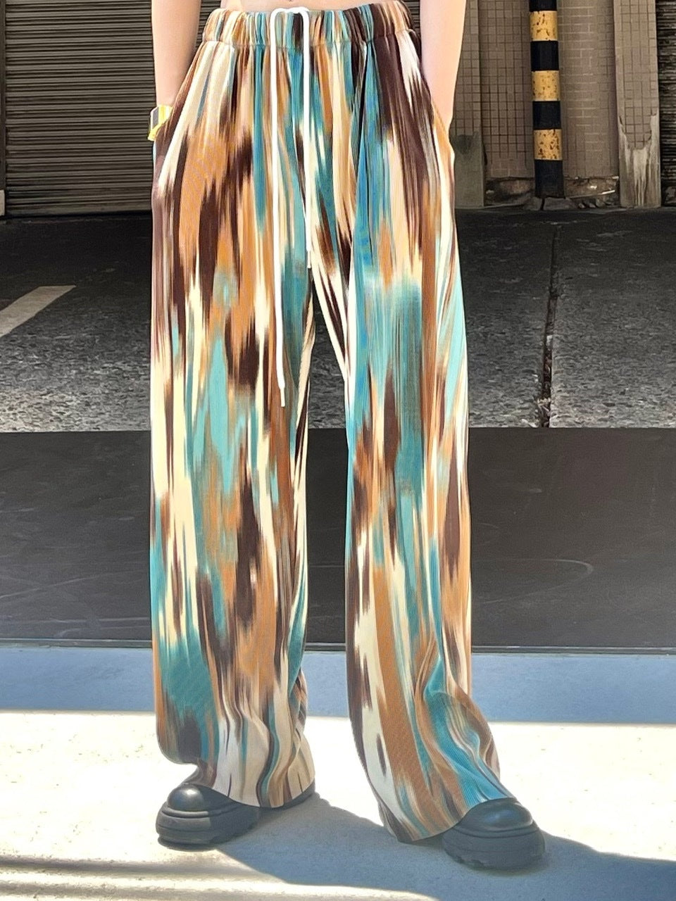 受注制【Chikashitsu +】mixed summer pleats pants (2color)