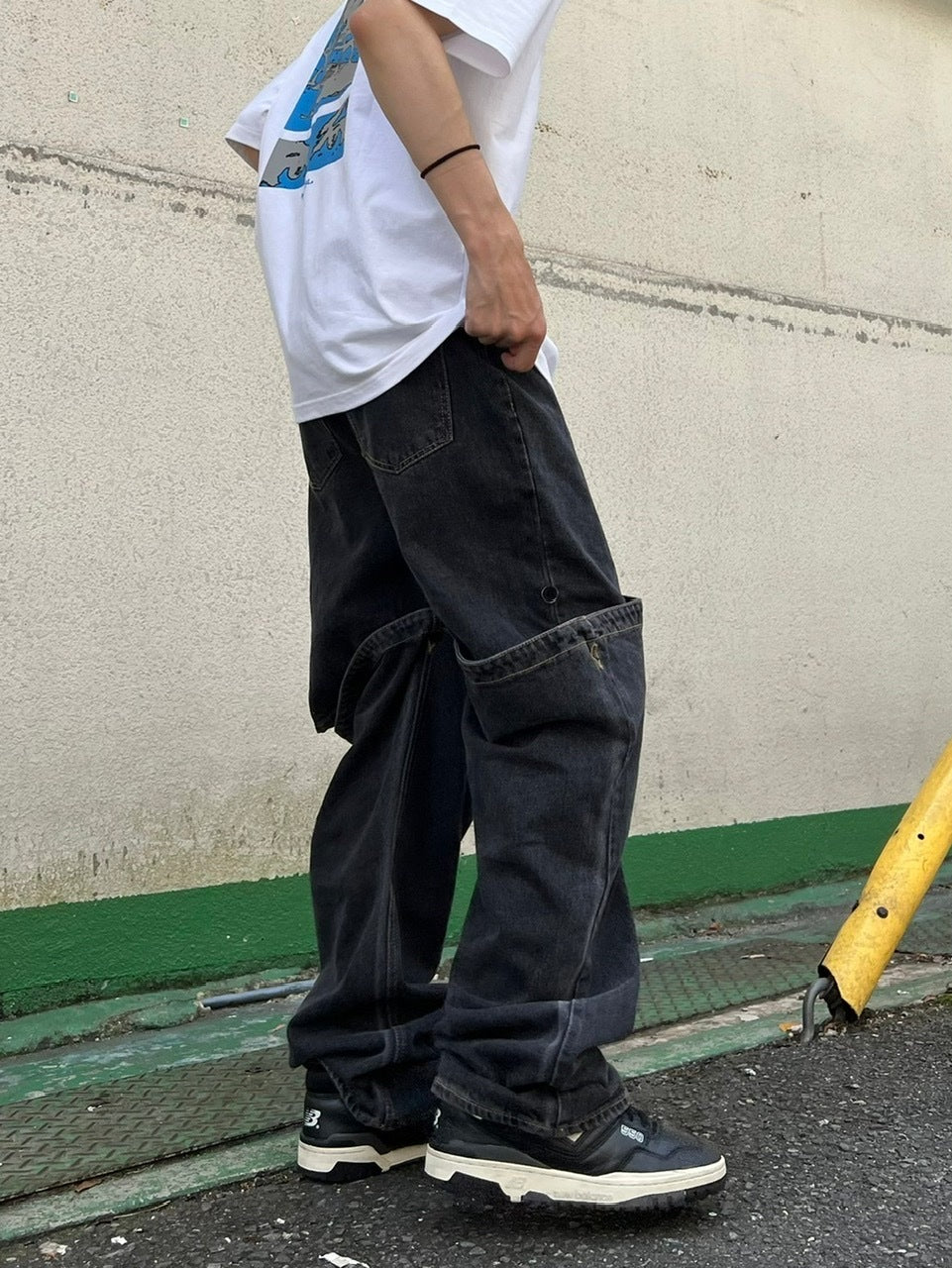 受注制【Chikashitsu +】docking 2way denim pants