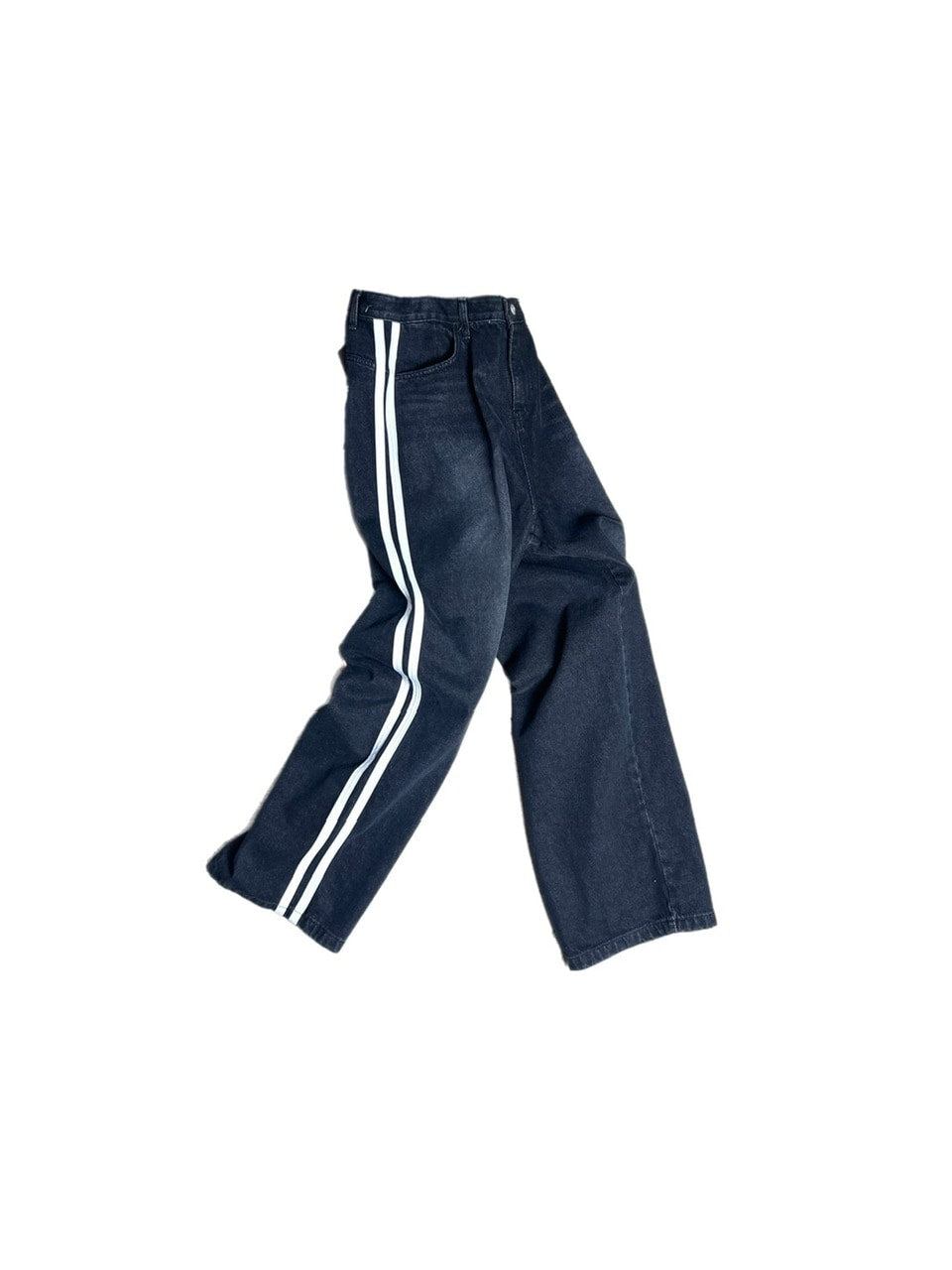 受注制【Chikashitsu +】oversized side line denim pants (2color)