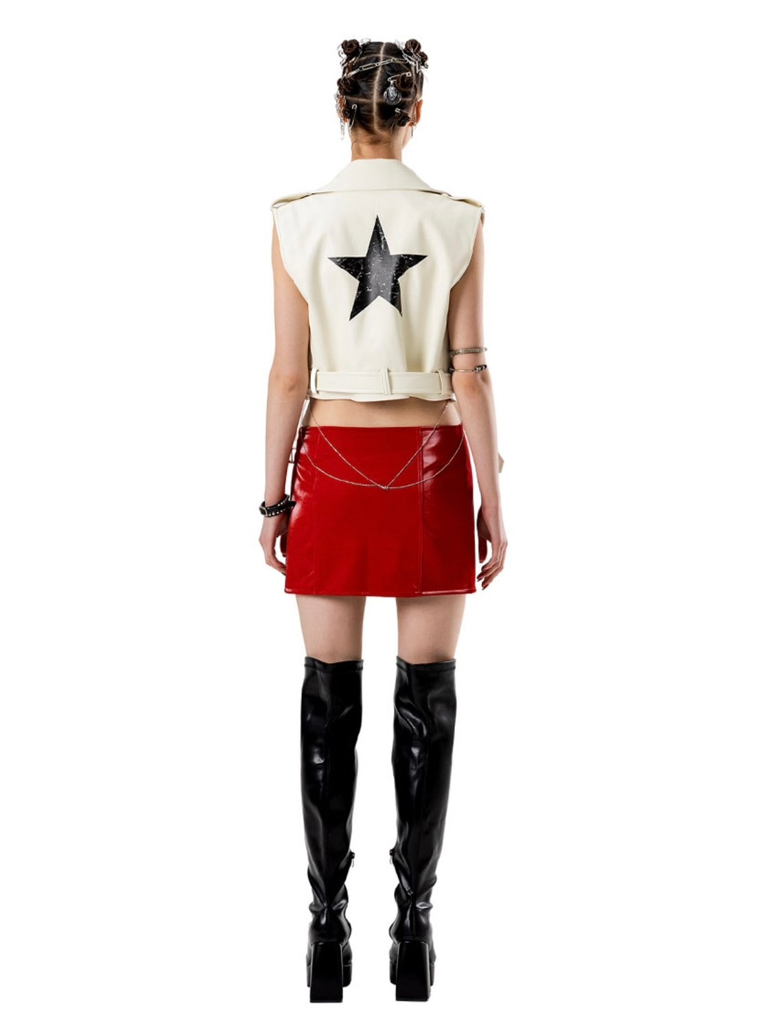 【runningHIGH】ENAMEL LEATHER MINI SKIRT
