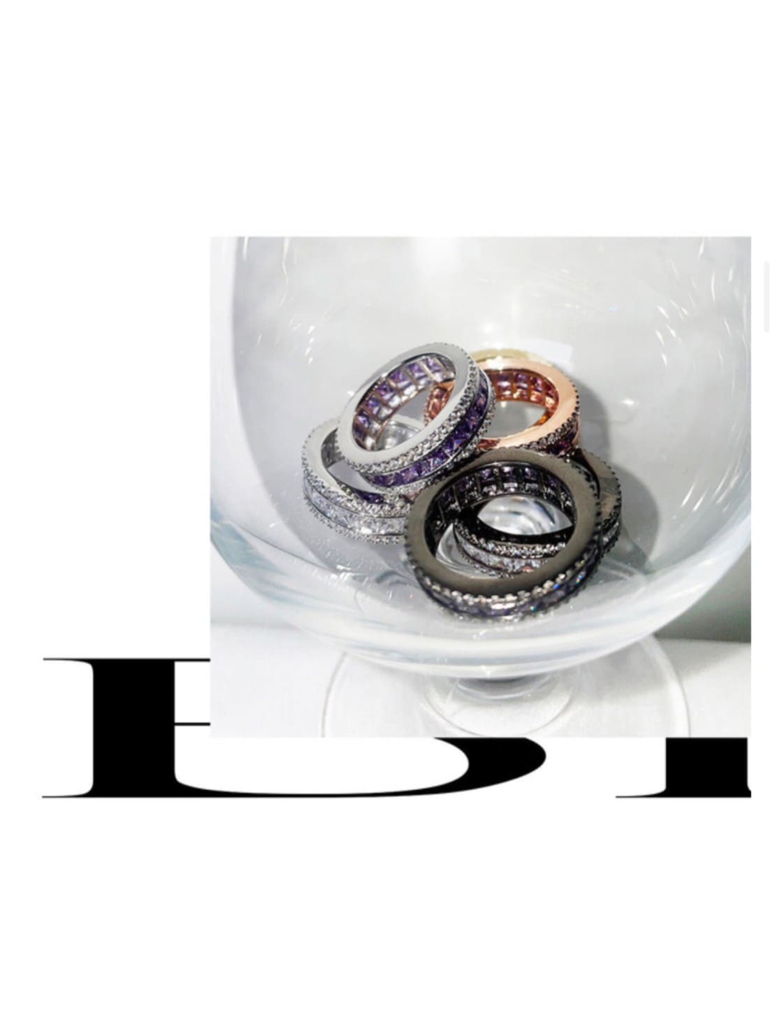 【BLACK PURPLE】AAA DIA CRYSTAL 3-LINE RING