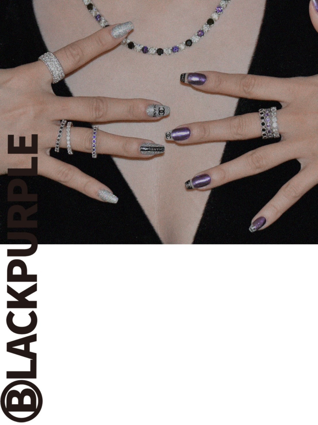 【BLACK PURPLE】TENNIS CHAIN CUBIC RING M