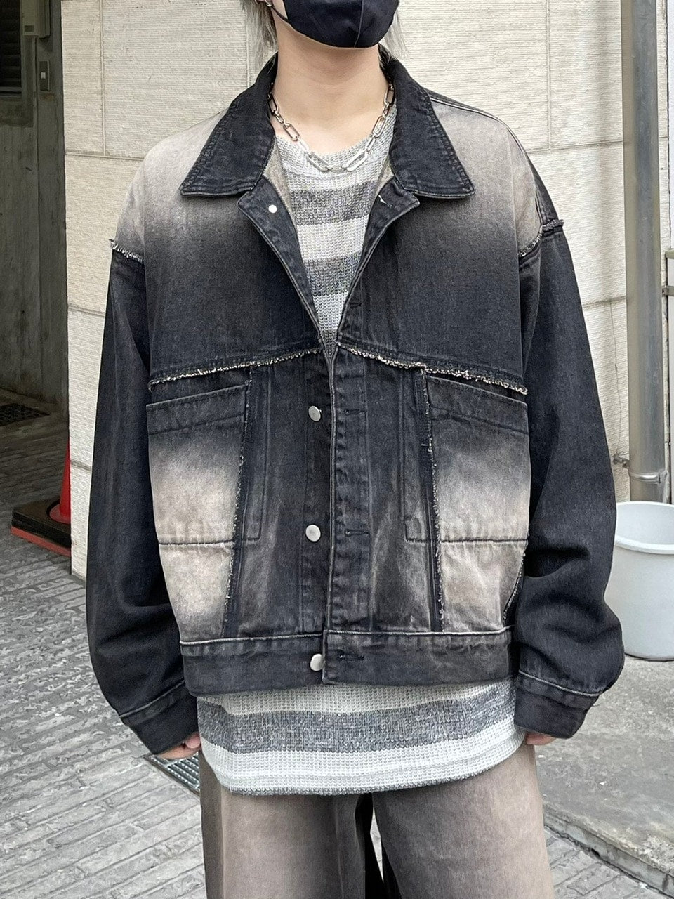 受注制【Chikashitsu +】vintage wash denim jacket (2color)