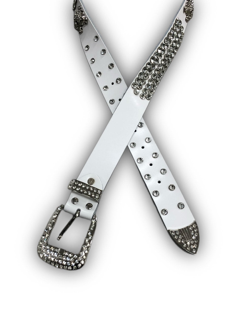 国際配送【Never mind the XU】rhinestone skull belt 2 (2color)