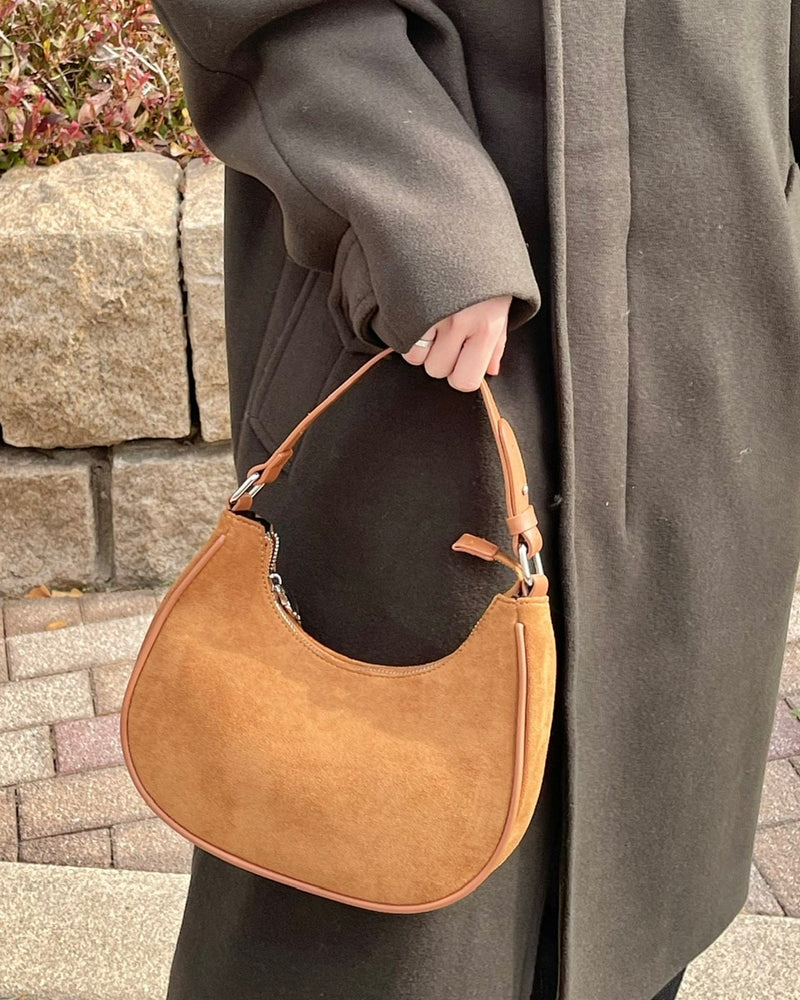 受注制【Chikashitsu +】suede moon hand bag (2color)
