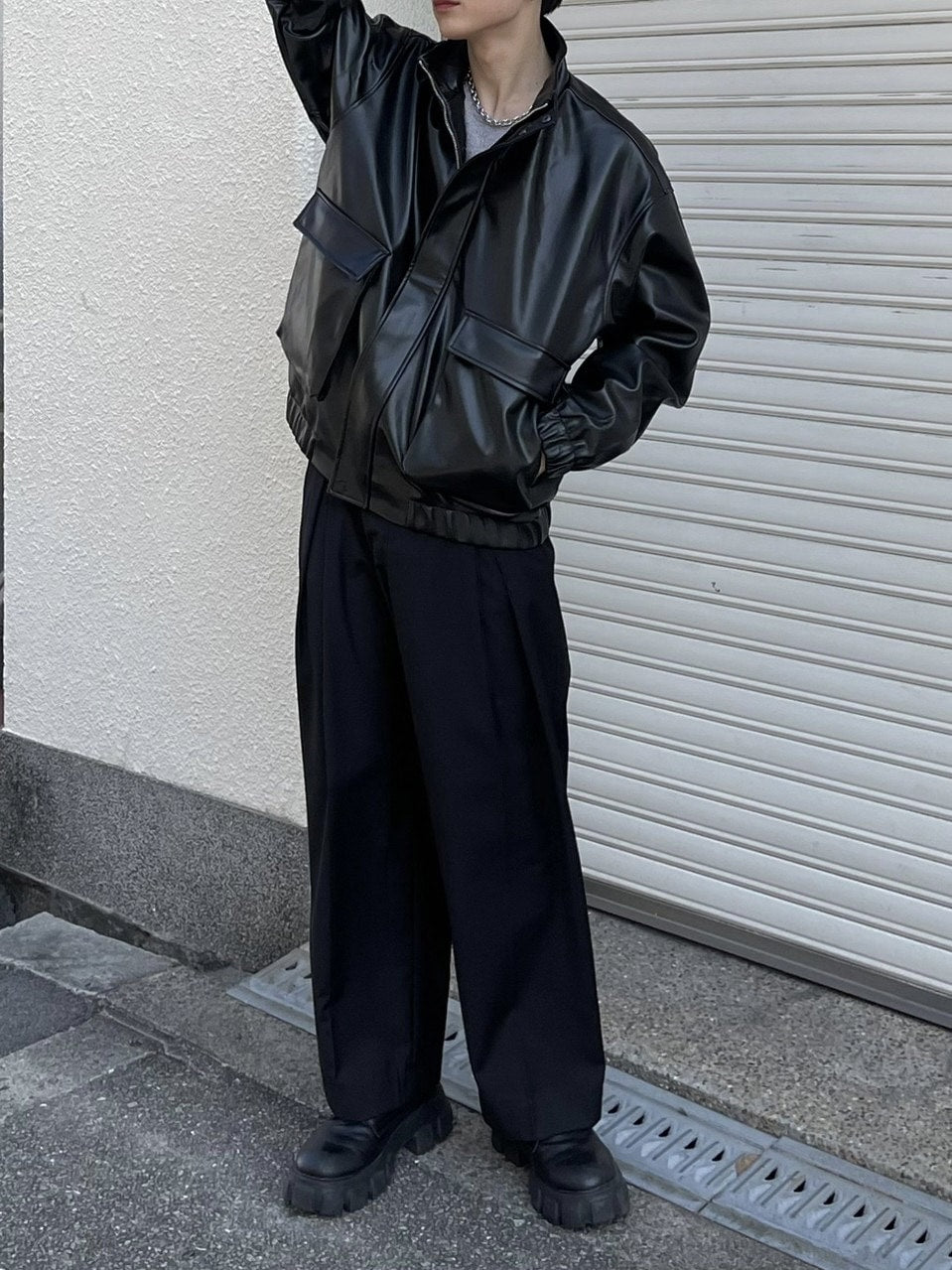 受注制【Chikashitsu +】leather bomber jacket