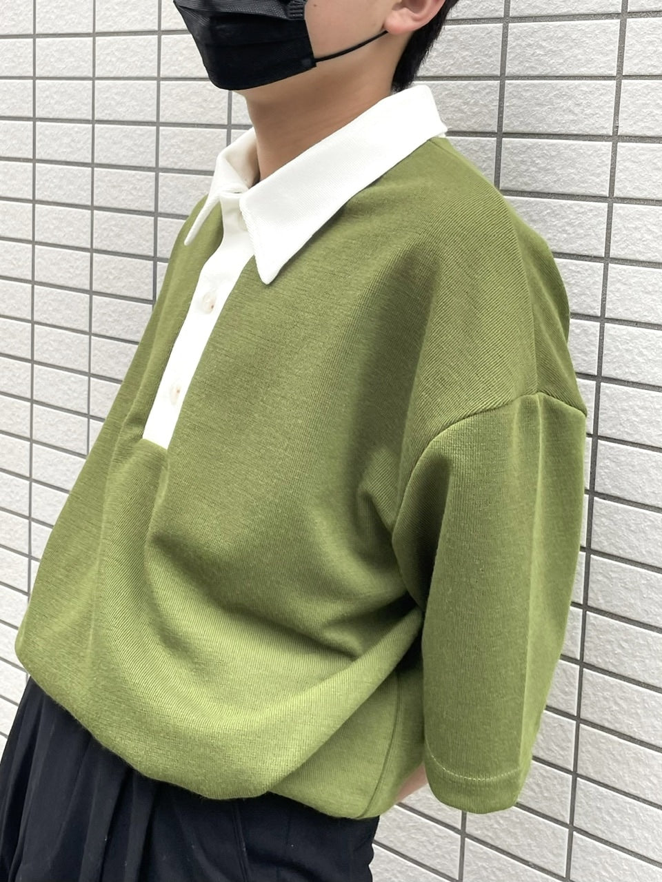 受注制【RENOL】bi-color collar tee (2color)