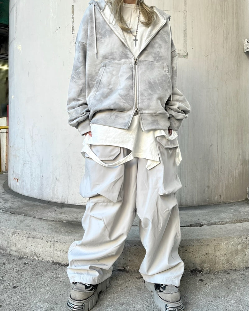 受注制【Never mind the XU】big pocket wide cargo pants (2color)