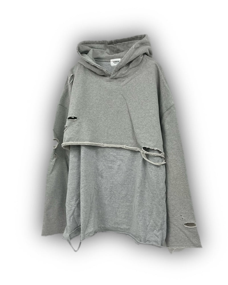 受注制【Never mind the XU】layered damage hoodie (2color)