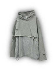 受注制【Never mind the XU】layered damage hoodie (2color)