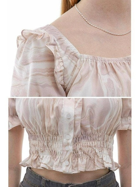 【runningHIGH】PUFF SLEEVE CROP BLOUSE