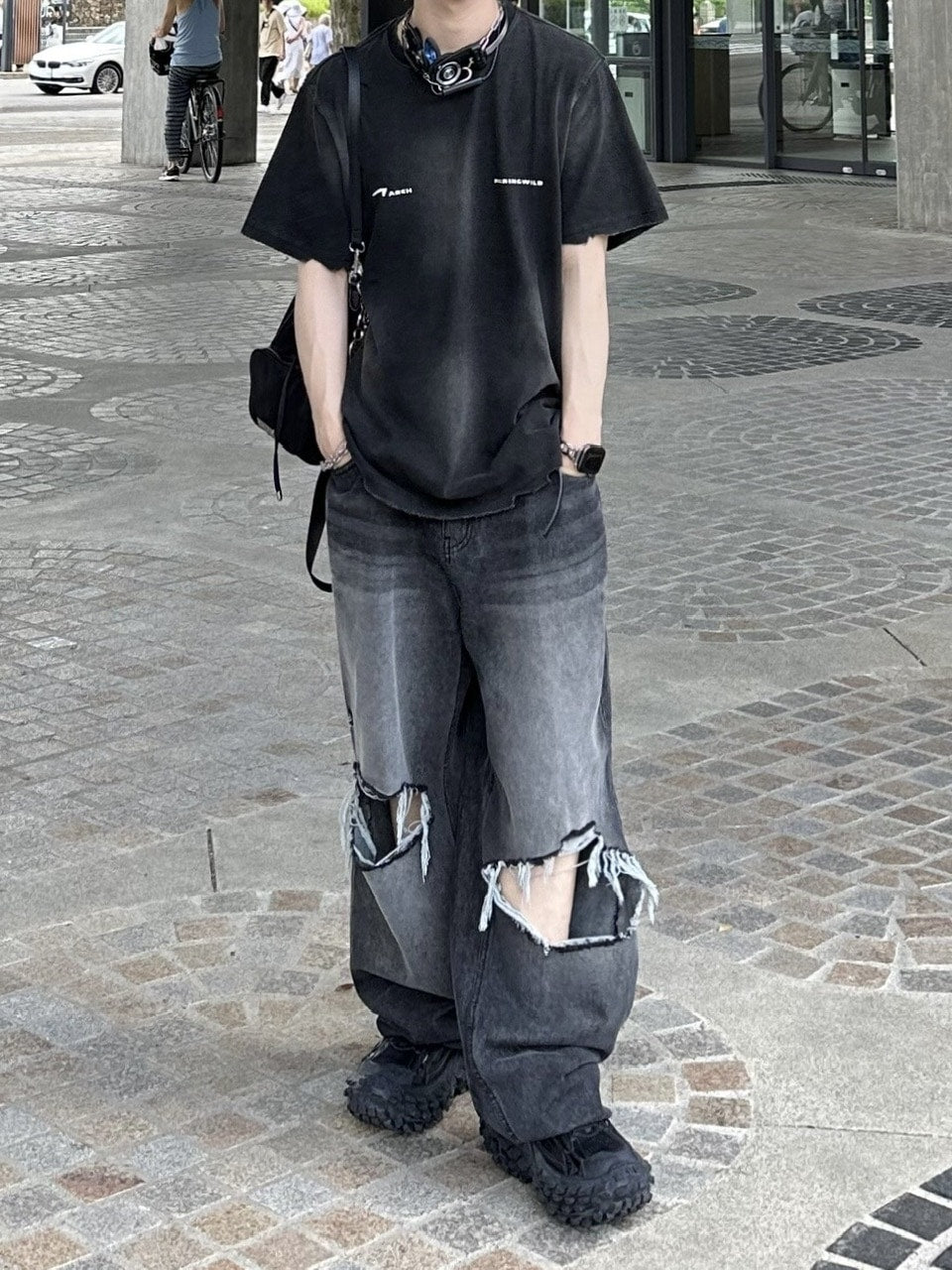 大阪店WEB限定【Chikashitsu +】vintage crash denim pants (2color)