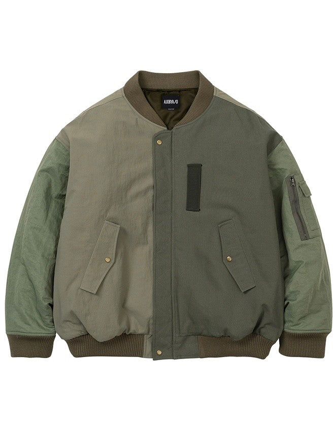 【AJOBYAJO】Fourfold Nylon Mixed Bomber Jacket