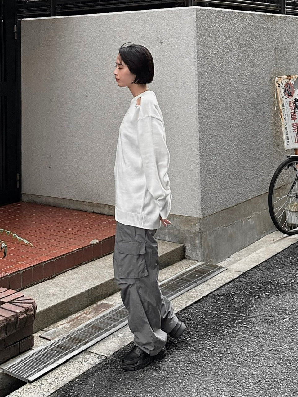 受注制【Chikashitsu +】shoulder slit knit (4color)