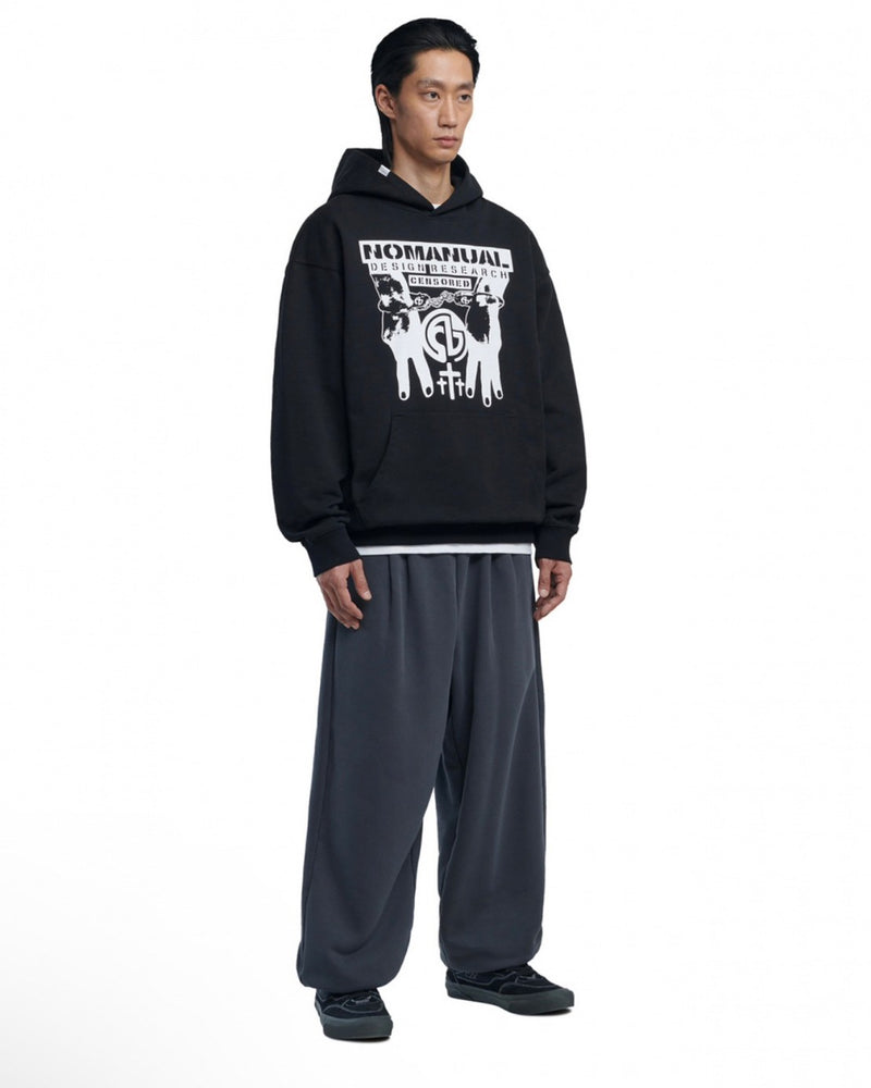 【NOMANUAL】N.M.C HOODIE / 【ノーマニュアル】ロゴプリント長袖パーカー
