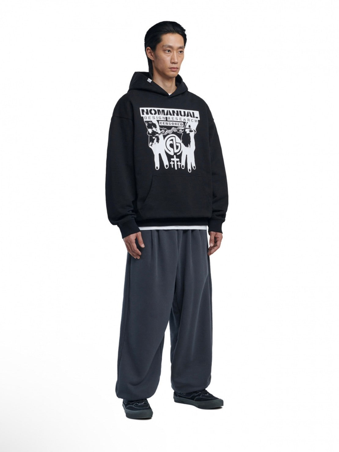 【NOMANUAL】N.M.C HOODIE / 【ノーマニュアル】ロゴプリント長袖パーカー