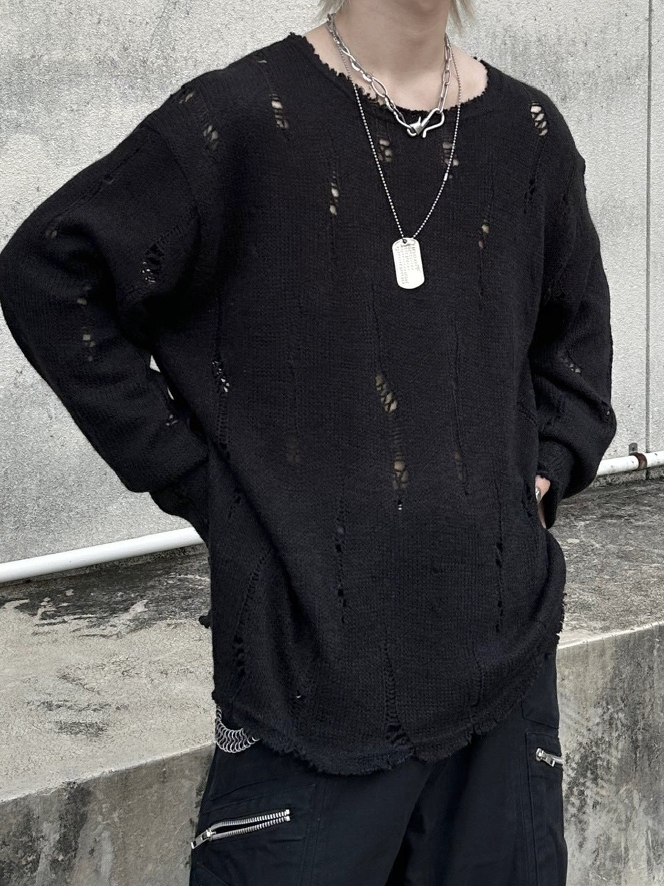 大阪店WEB限定受注制【Chikashitsu +】damage mohair knit (3color)