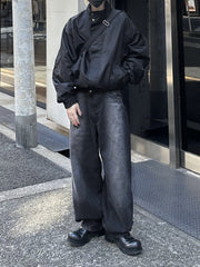 大阪店WEB限定受注制【Chikashitsu +】washing wide denim pants (2color)