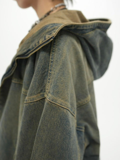 受注制【Never mind the XU】setup denim jacket (2color) / 【ネバーマインドザエックスユー】セットアップフードジップアップパーカーデニム長袖ジャケット