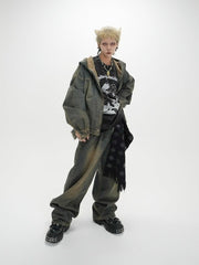 受注制【Never mind the XU】setup denim pants (2color)