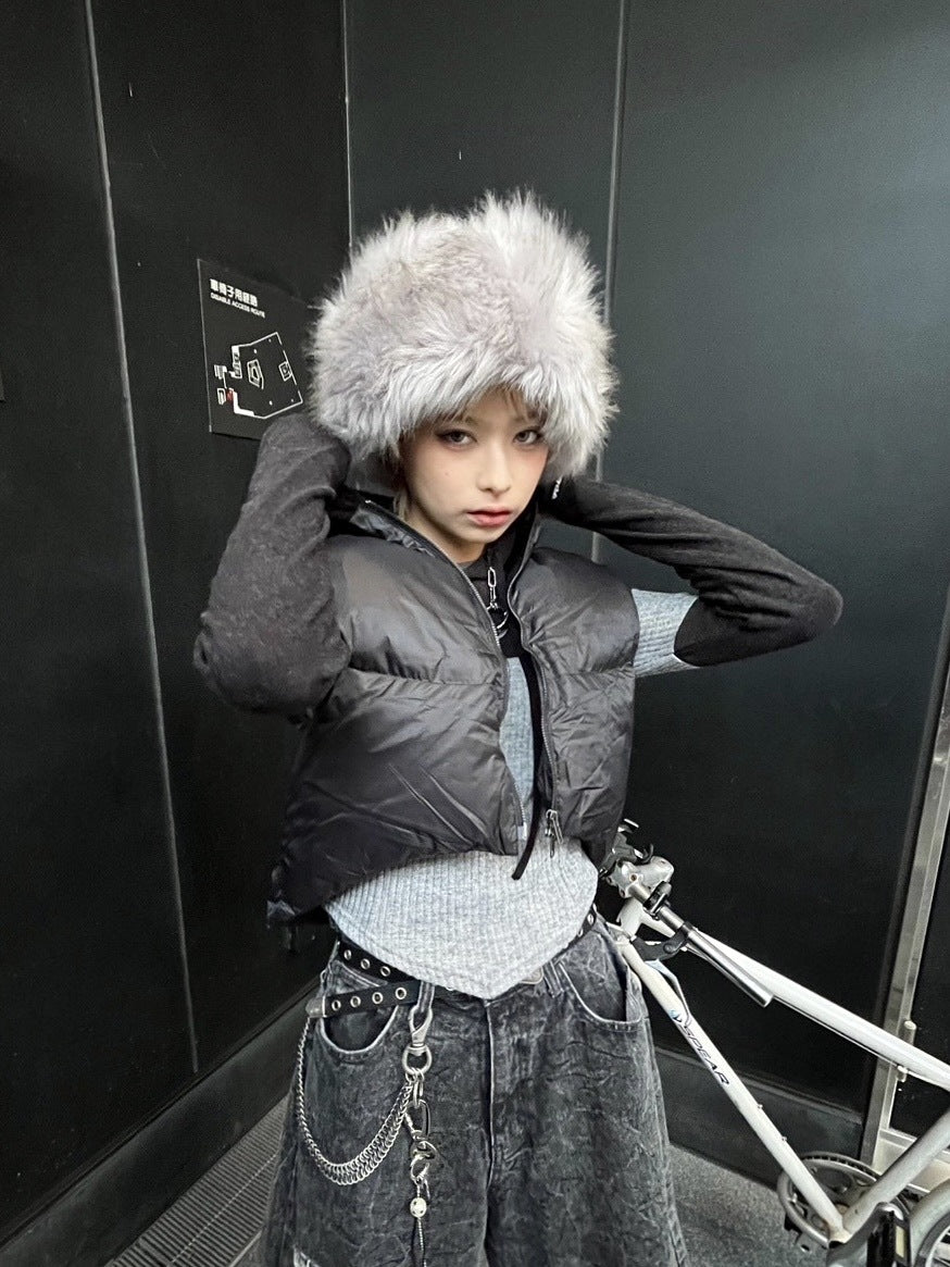 受注制【Never mind the XU】short padding vest (2color) / 【ネバーマインドザエックスユー】ショートパディングベストダウンジャケット