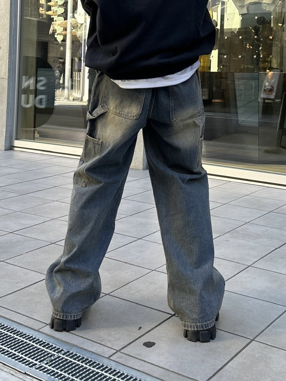 大阪店WEB限定受注制【Chikashitsu +】vintage wash carpenter denim pants (2color)