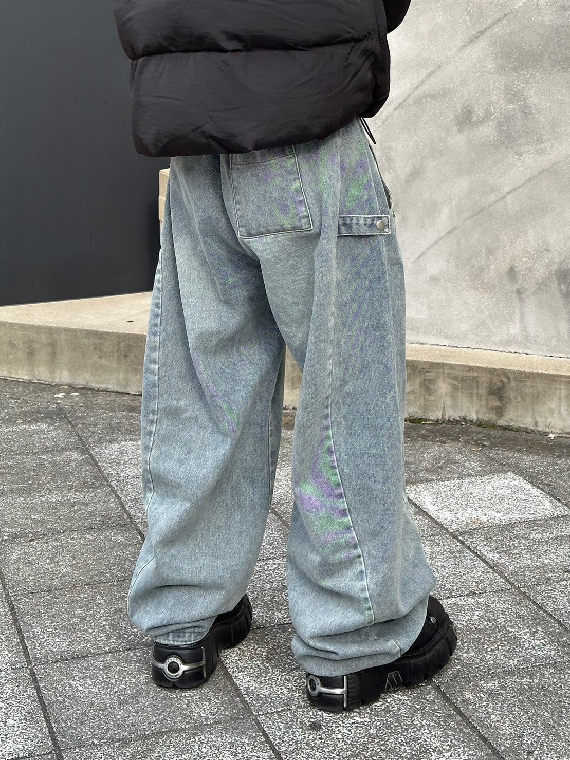 受注制【Chikashitsu +】side snap balloon denim pants (2color)