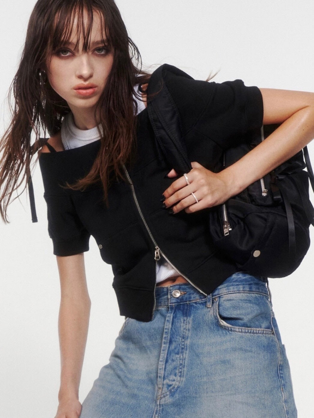 【NOT KNOWING】Double Ribbon Cargo Duffle Bag