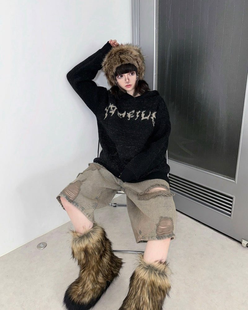 国際配送【Never mind the XU】bone hooded sweater (2color)