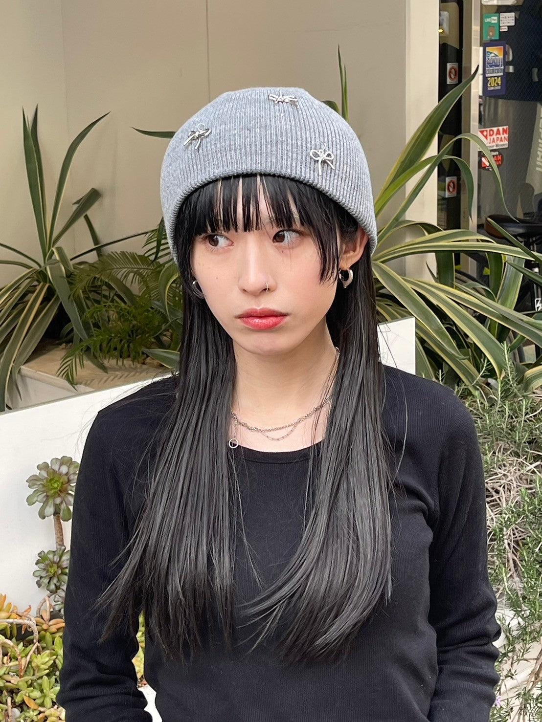 受注制【Chikashitsu + LADIES】ribbon beanie (3color)