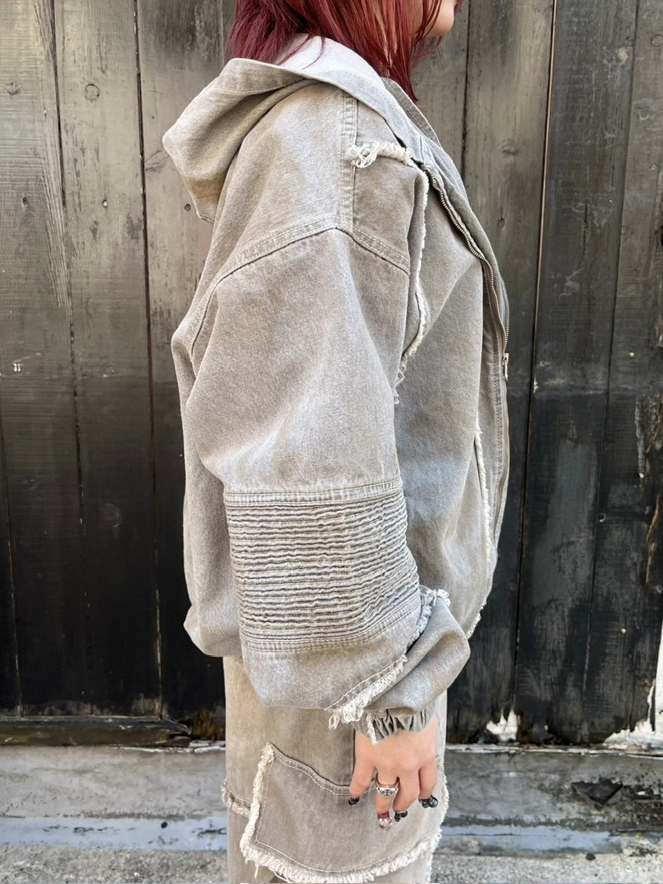 受注制【Never mind the XU】set up grunge denim jacket